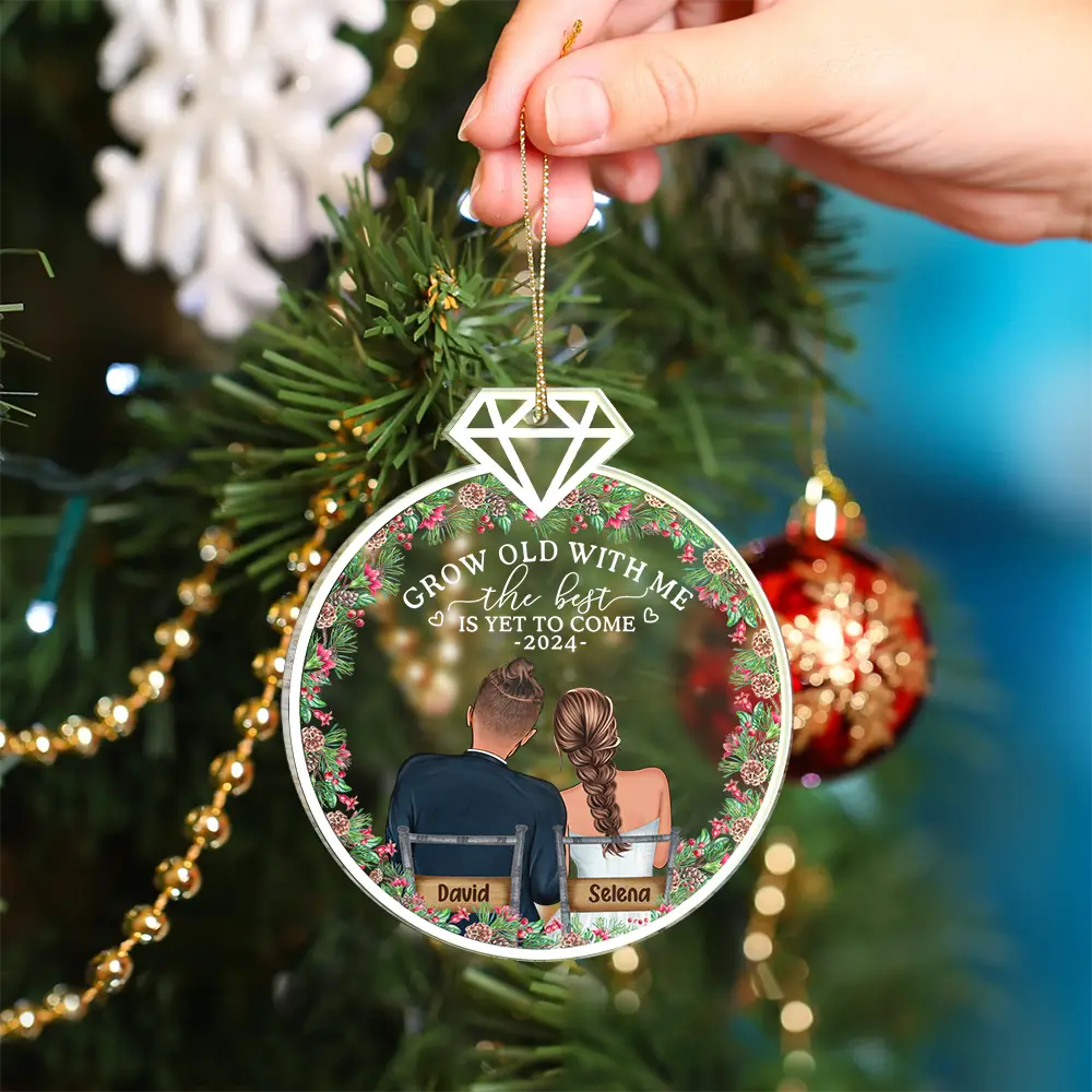 Newly Engaged Couple The Best Is Yet To Come - Personalized Custom Shaped Acrylic Ornament - Image 4