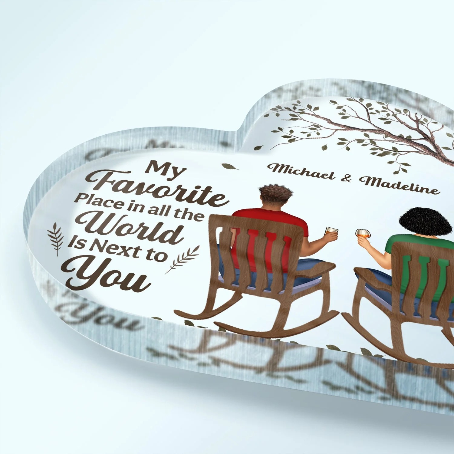 Next To You - Anniversary Gift For Couples - Personalized Heart Shaped Acrylic Plaque - Image 3