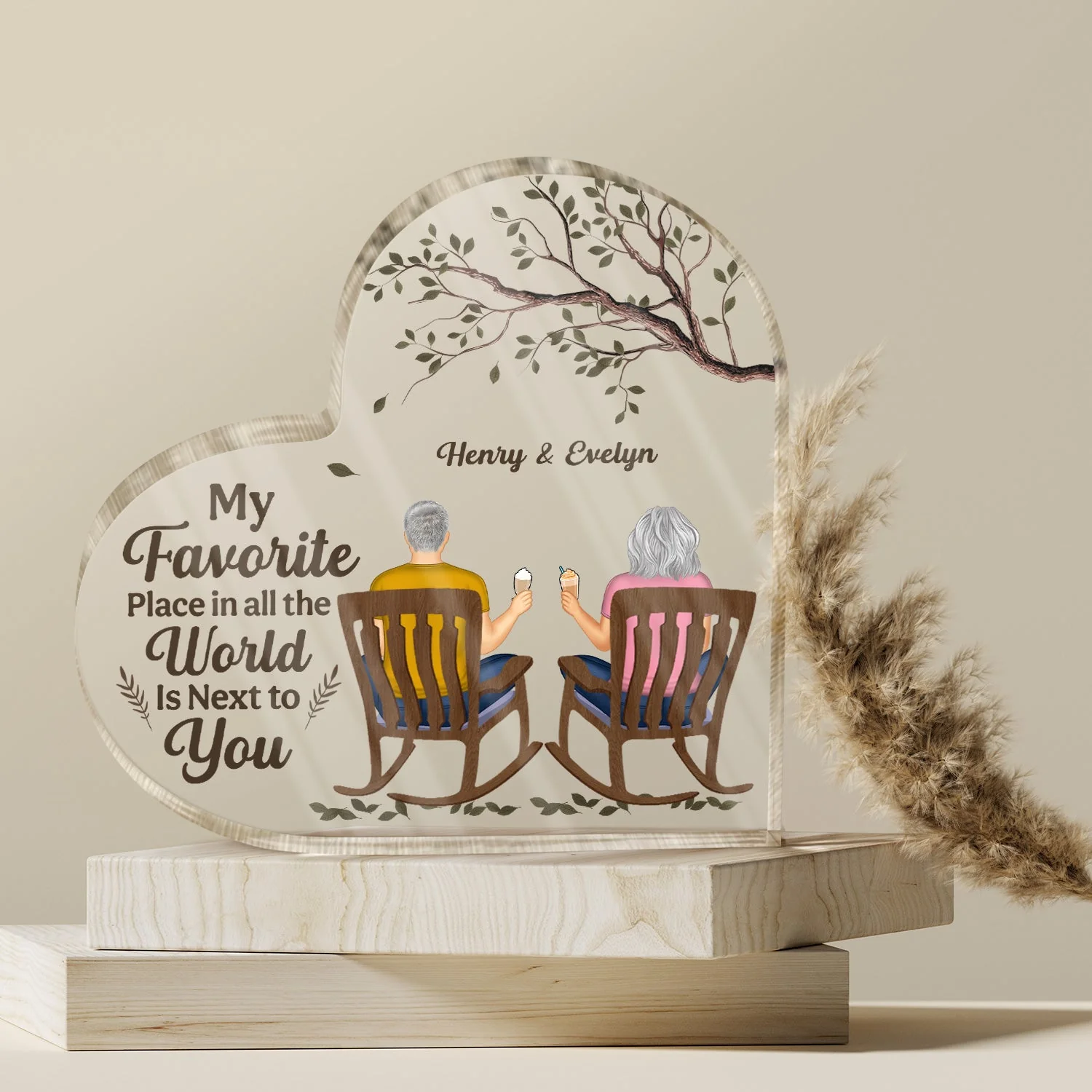 Next To You - Anniversary Gift For Couples - Personalized Heart Shaped Acrylic Plaque - Image 4