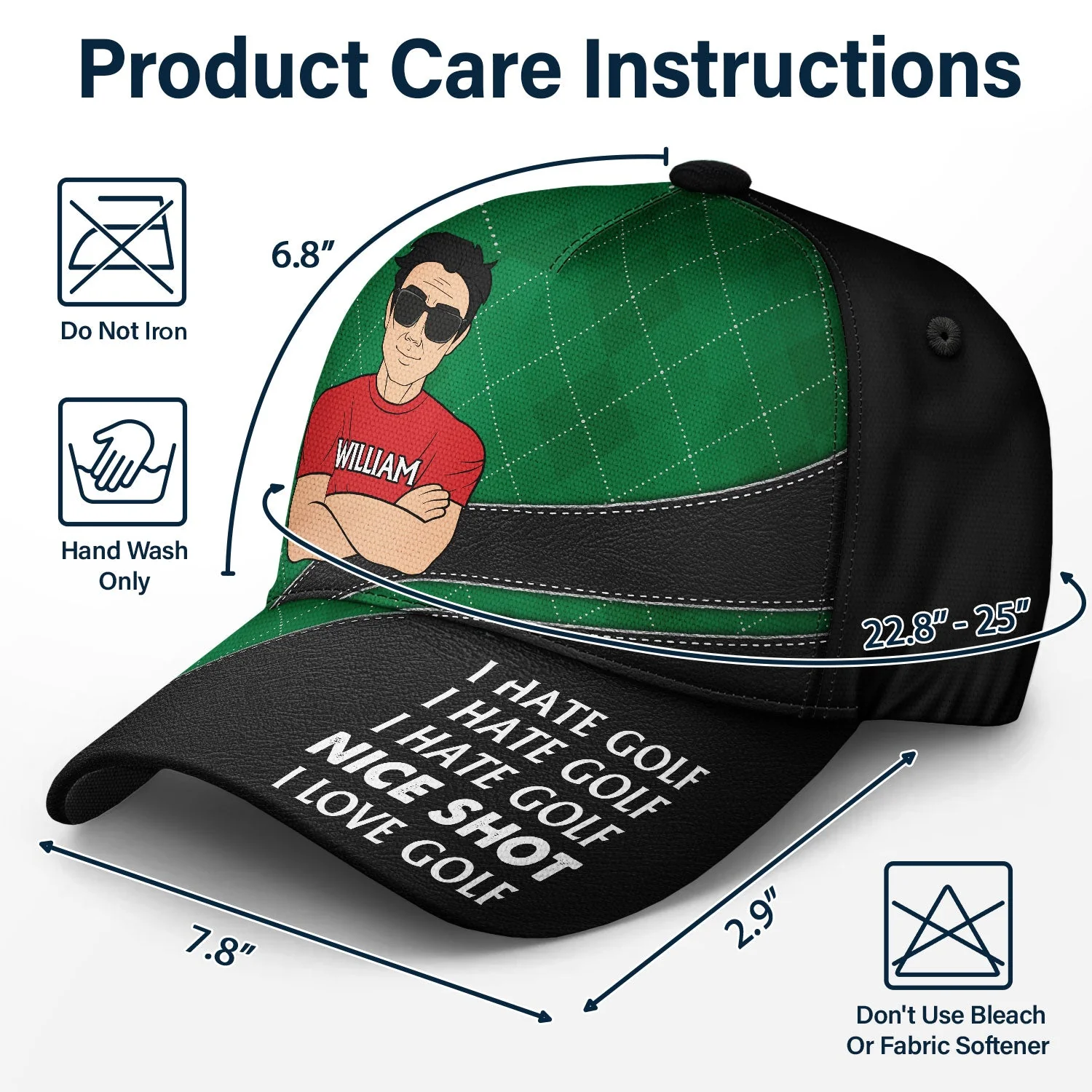 Nice Shot I Love Golf - Gift For Dad, Father, Grandpa, Golfer, Golf Lover - Personalized Classic Cap - Image 7