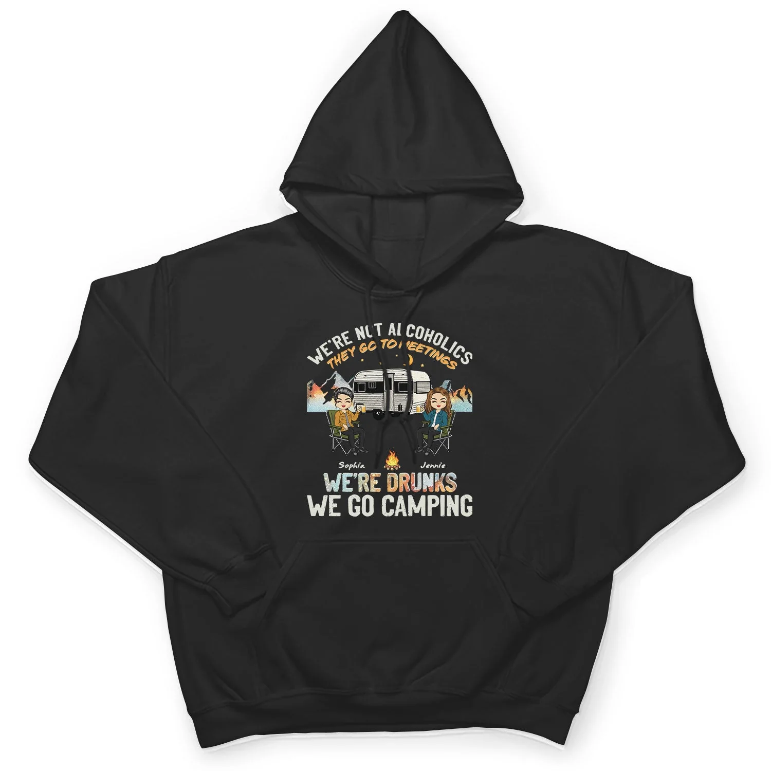 Night Camping We're Drunks - Gift For Bestie - Personalized Custom T Shirt - Image 4