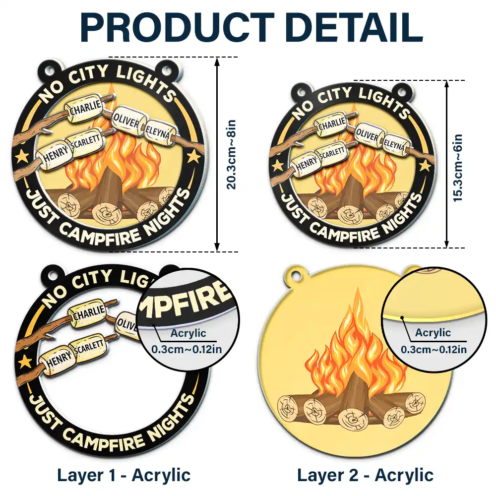 No City Lights Just Campfire Nights Couple - Personalized Acrylic Window Hanging Suncatcher - Image 5