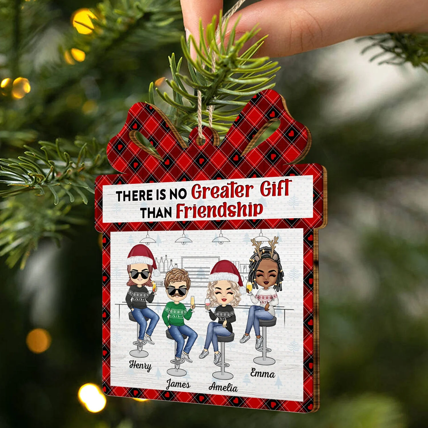 No Greater Gift Than Friendship - Christmas Gifts For Besties - Personalized Custom Shaped Wooden Ornament - Image 2