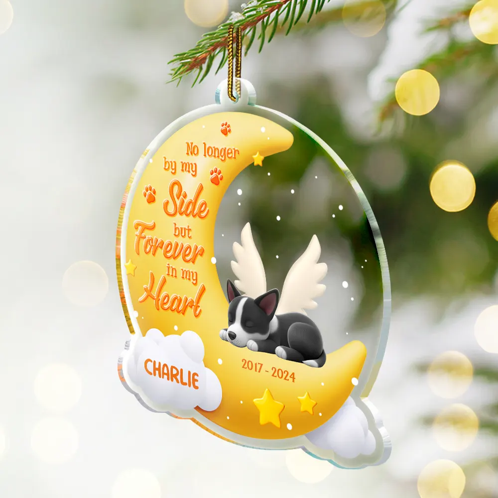 No Longer By My Side But Forever In My Heart - Personalized Custom Shaped Acrylic Ornament - Image 2