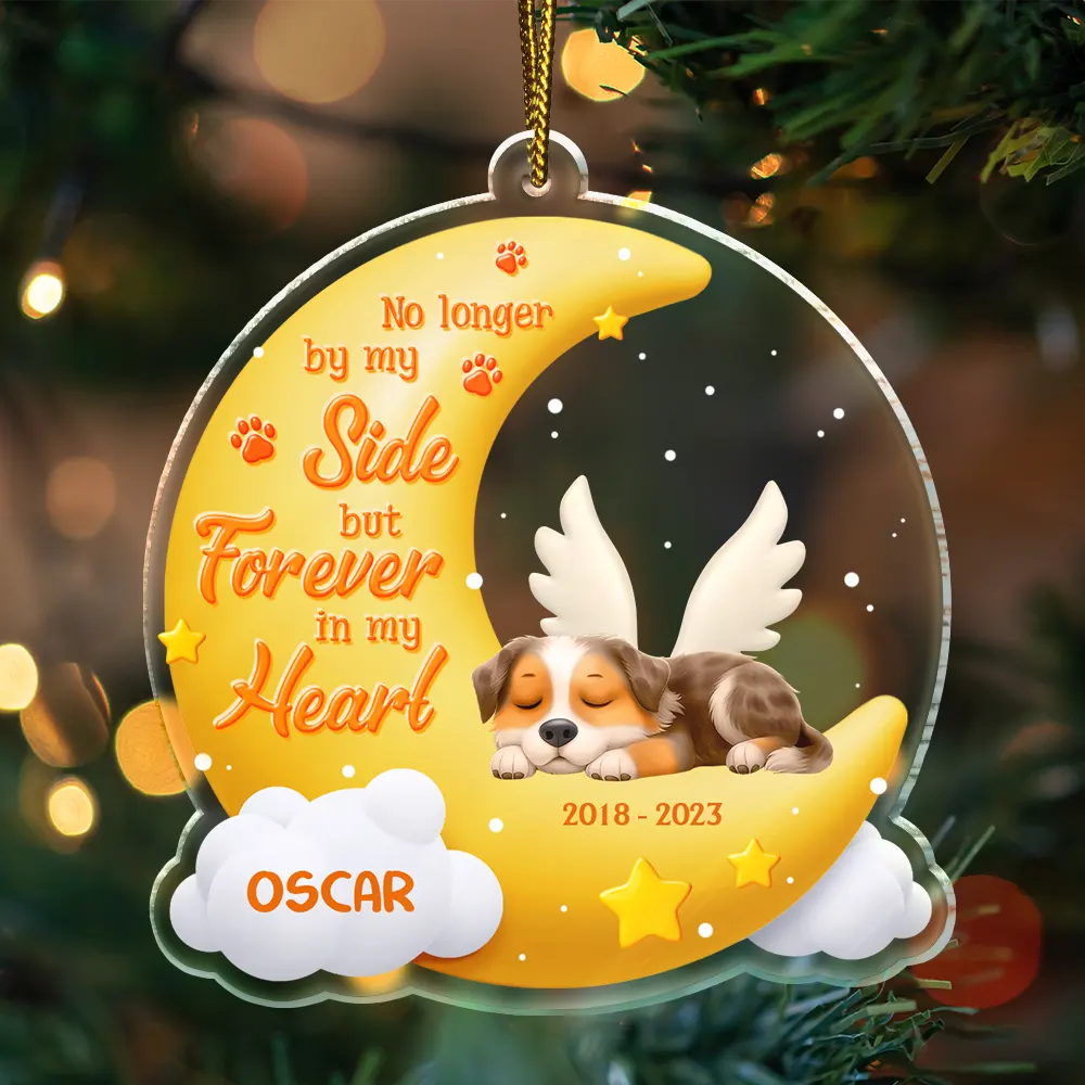 No Longer By My Side But Forever In My Heart - Personalized Custom Shaped Acrylic Ornament - Image 3