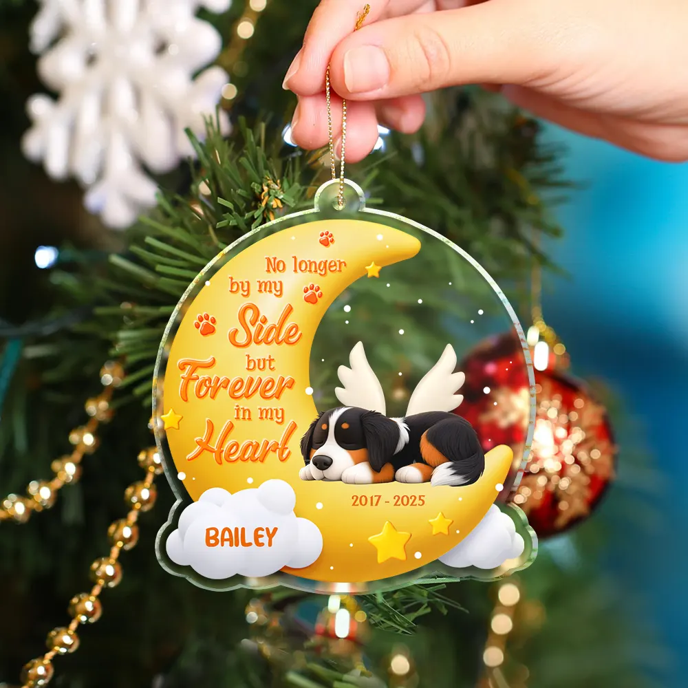 No Longer By My Side But Forever In My Heart - Personalized Custom Shaped Acrylic Ornament - Image 4