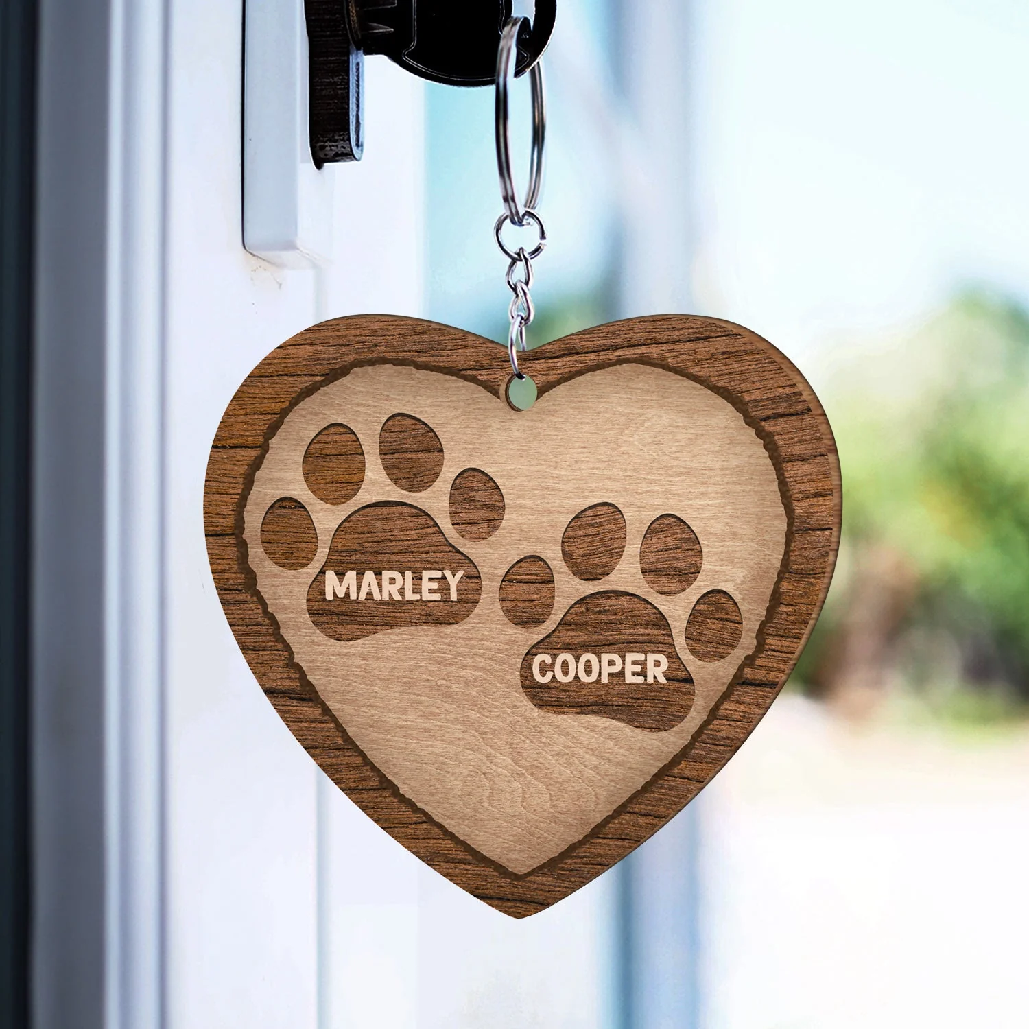 No Longer By My Side Dogs Cats - Pet Memorial Gift - Personalized Custom Wooden Keychain - Image 3