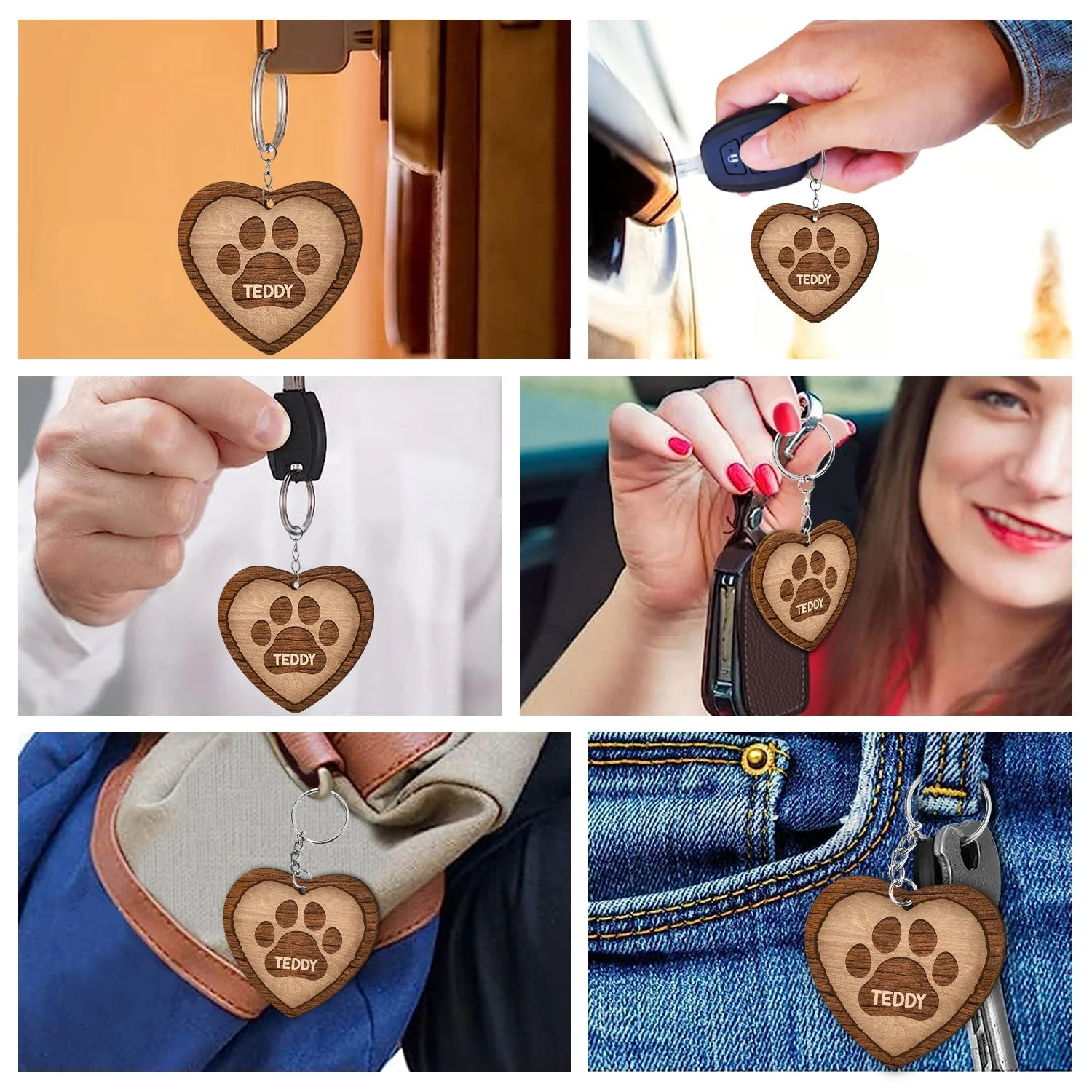 No Longer By My Side Dogs Cats - Pet Memorial Gift - Personalized Custom Wooden Keychain - Image 6