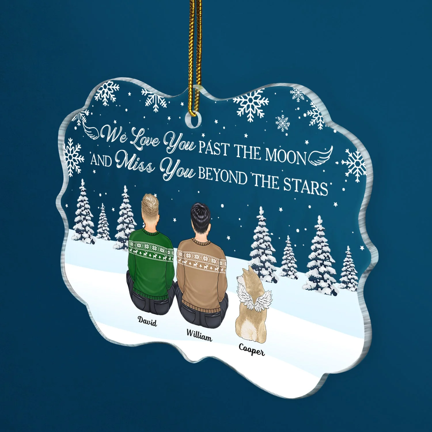 No Longer By My Side Forever In My Heart - Christmas Memorial Gift For Dog Lovers, Dog Mom, Dog Dad - Personalized Medallion Acrylic Ornament - Image 2