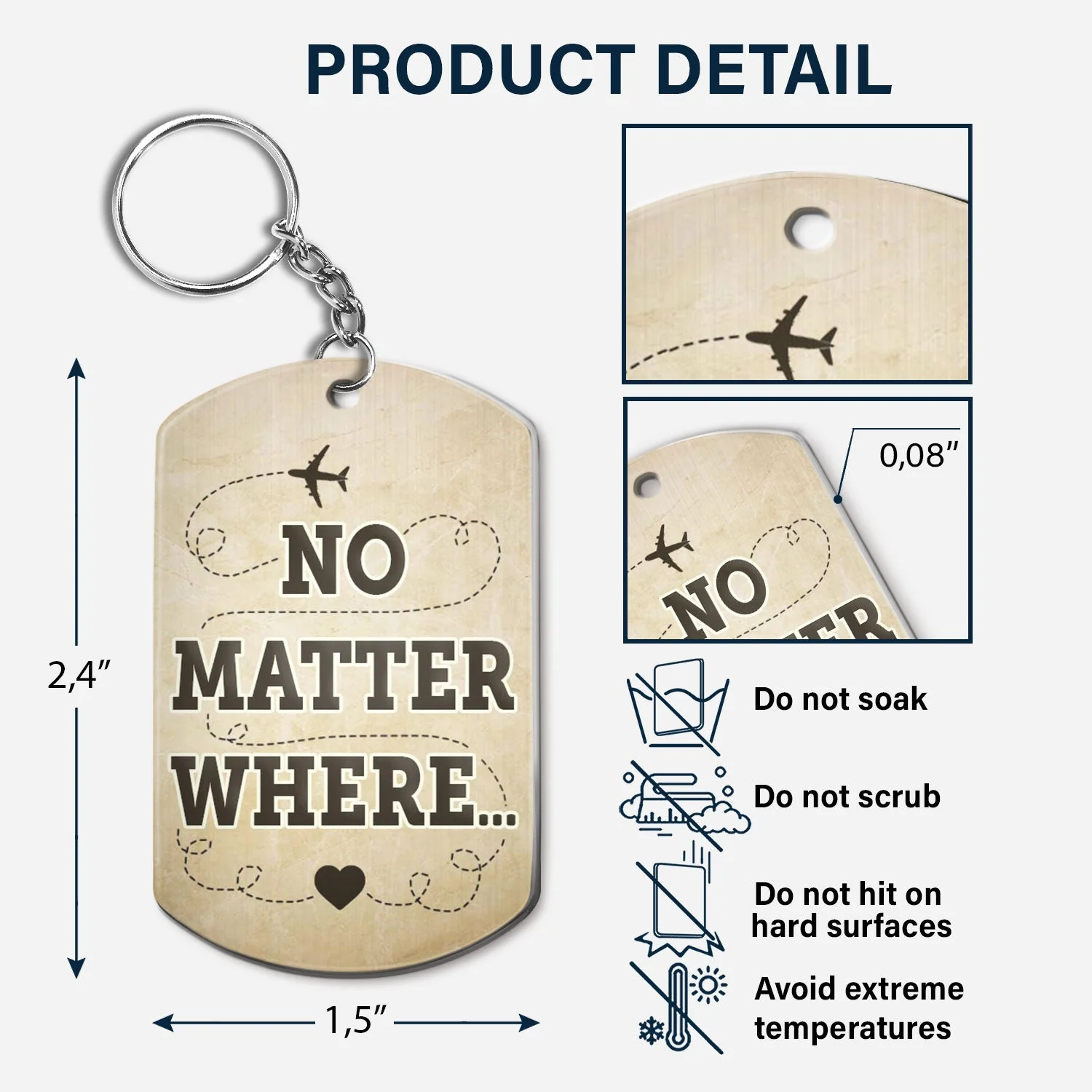 No Matter Where - Anniversary, Birthday Gifts For Couples, Siblings, Besties - Personalized Aluminum Keychain - Image 5