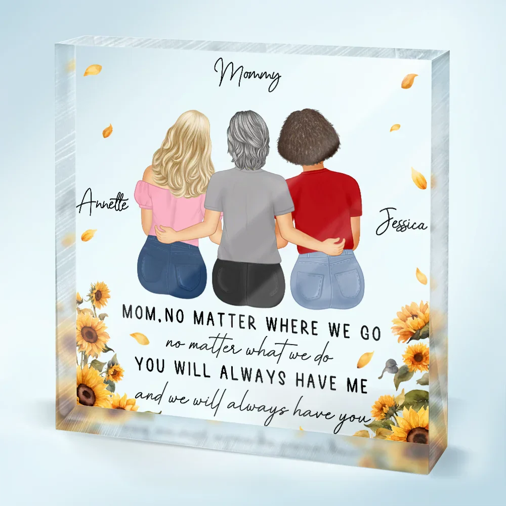 No Matter Where We Go Mom Daughter - Personalized Square Shaped Acrylic Plaque - Image 2