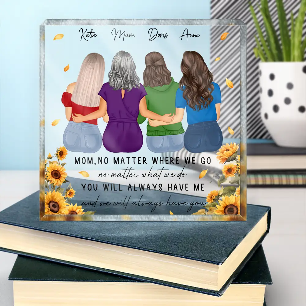 No Matter Where We Go Mom Daughter - Personalized Square Shaped Acrylic Plaque - Image 4