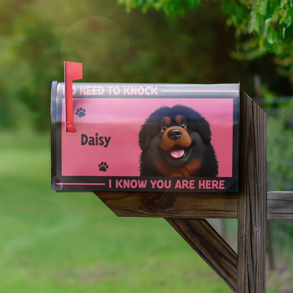 No Need To Knock We Know You Are Here 3D Dog - Personalized Mailbox Cover - Image 2