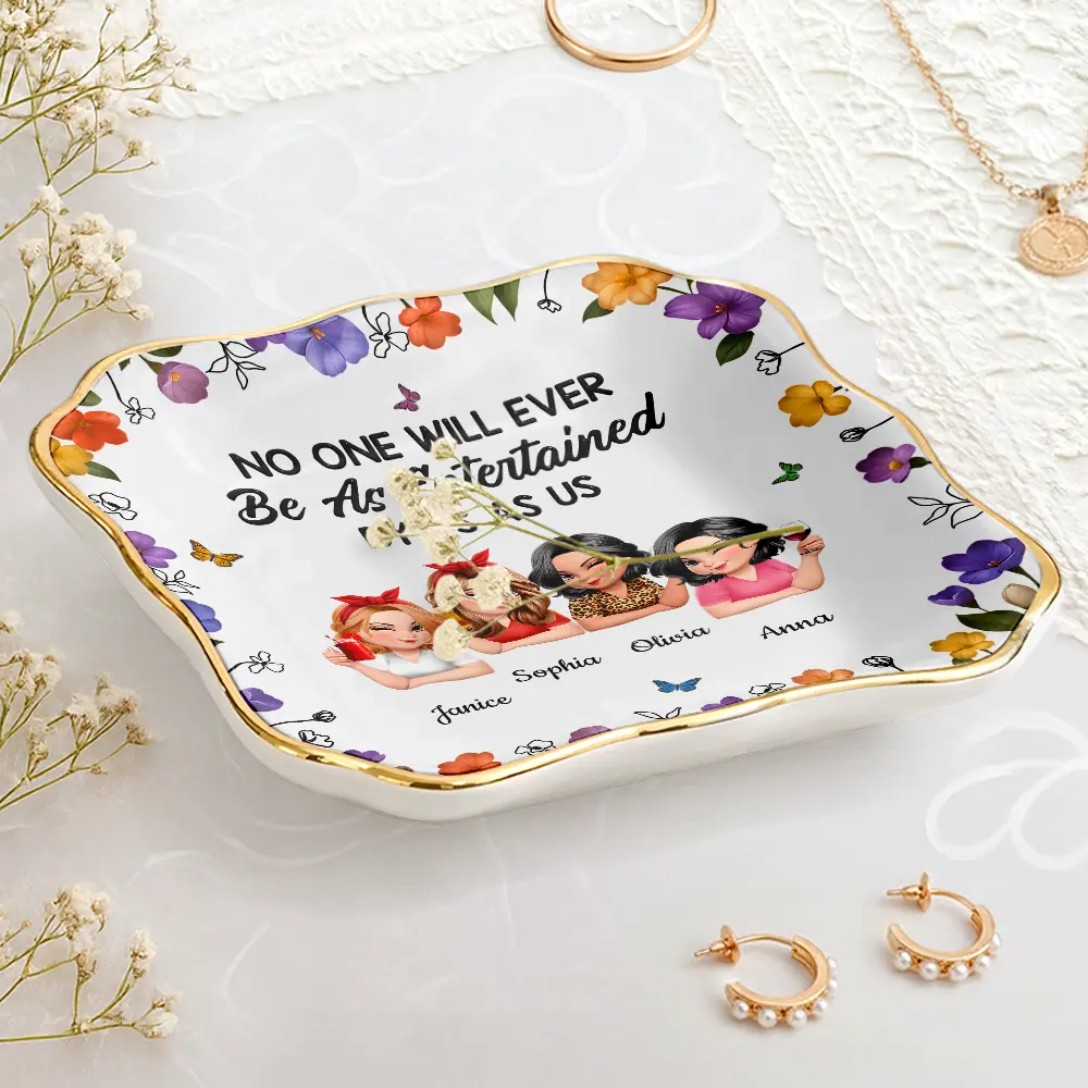 No One Will Ever Be As Entertained By Us As Us 3D Bestie - Personalized Lace Square Jewelry Dish - Image 3