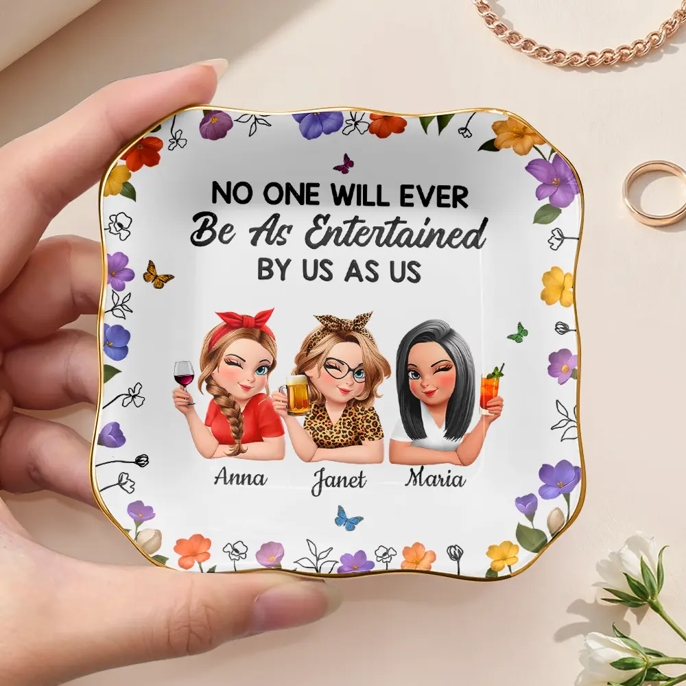 No One Will Ever Be As Entertained By Us As Us 3D Bestie - Personalized Lace Square Jewelry Dish - Image 4