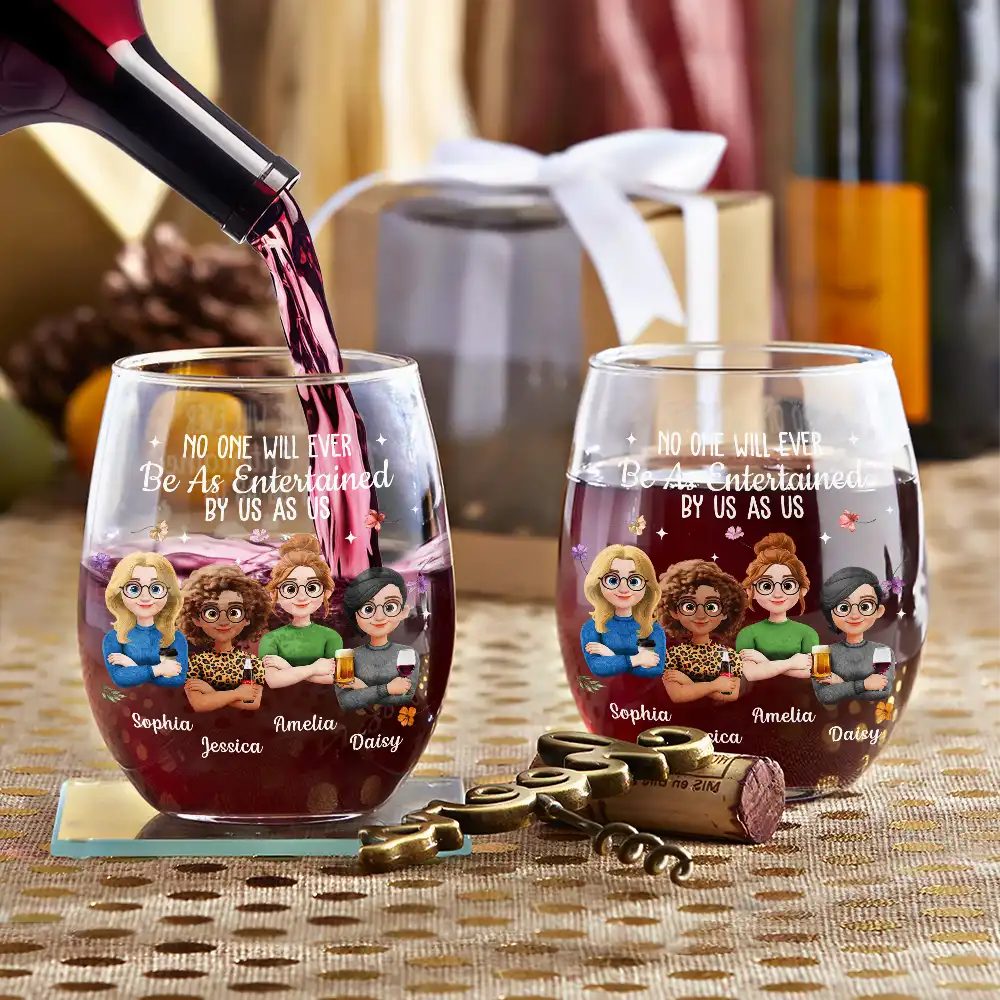 No One Will Ever Be As Entertained By Us As Us Bestie 3D Version - Personalized Stemless Wine Glass - Image 3