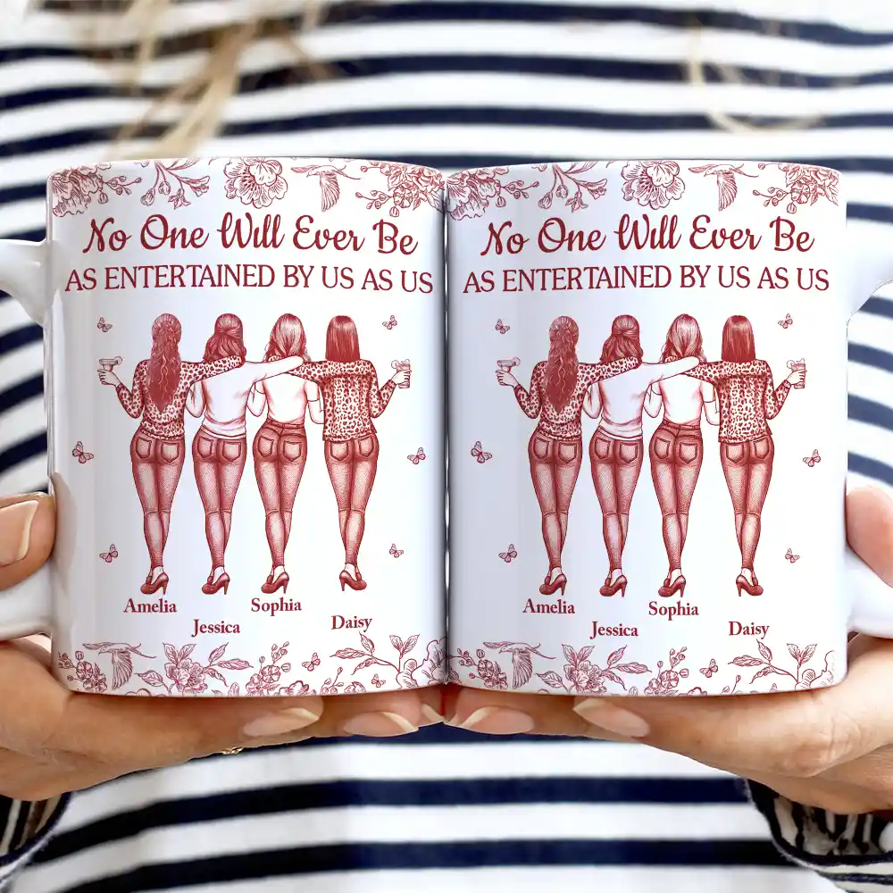 No One Will Ever Be As Entertained By Us As Us Bestie Toile - Personalized White Edge-to-Edge Mug - Image 2