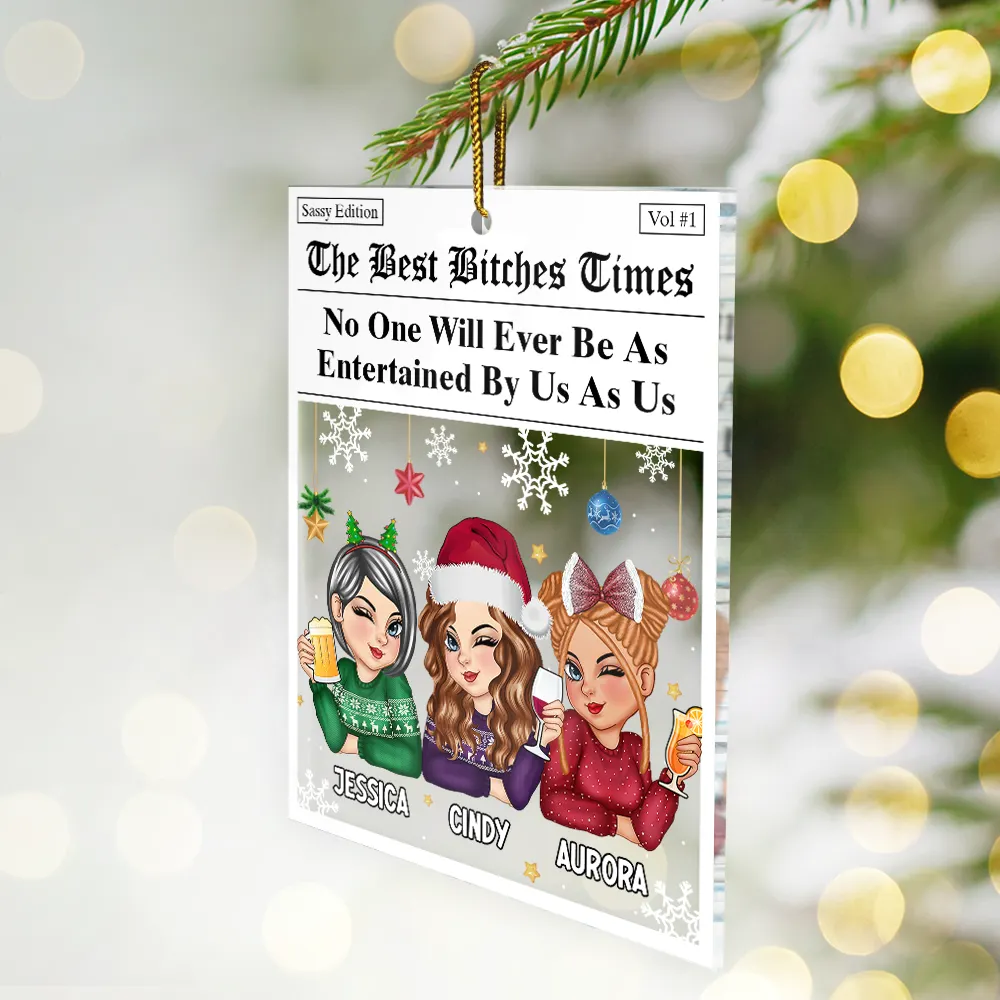 No One Will Ever Be As Entertained By Us As Us Newspaper - Personalized Custom Shaped Acrylic Ornament - Image 2