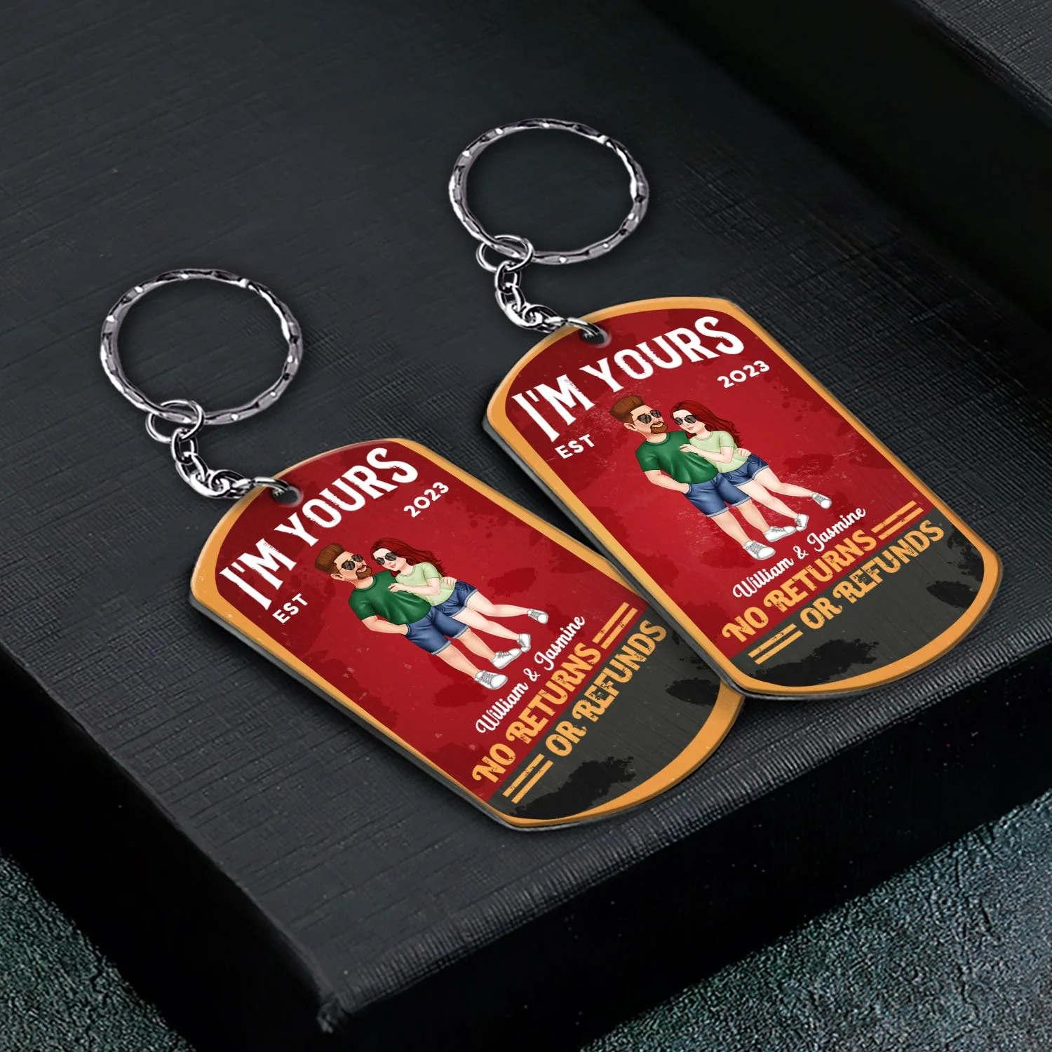 No Returns Or Refunds - Anniversary Gift For Spouse, Lover, Couple, Husband, Wife, Girlfriend, Boyfriend - Personalized Aluminum Keychain - Image 2
