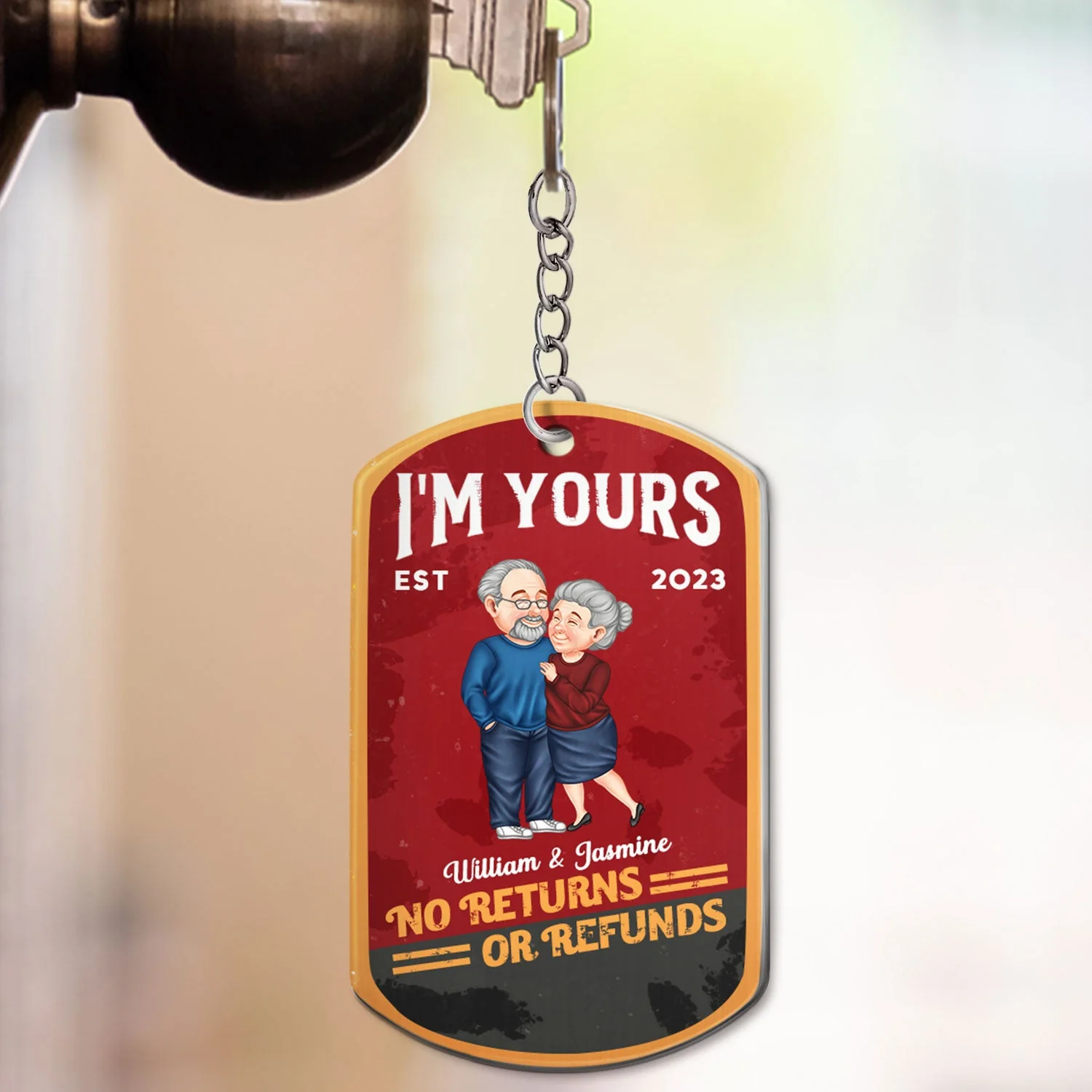 No Returns Or Refunds - Anniversary Gift For Spouse, Lover, Couple, Husband, Wife, Girlfriend, Boyfriend - Personalized Aluminum Keychain - Image 3
