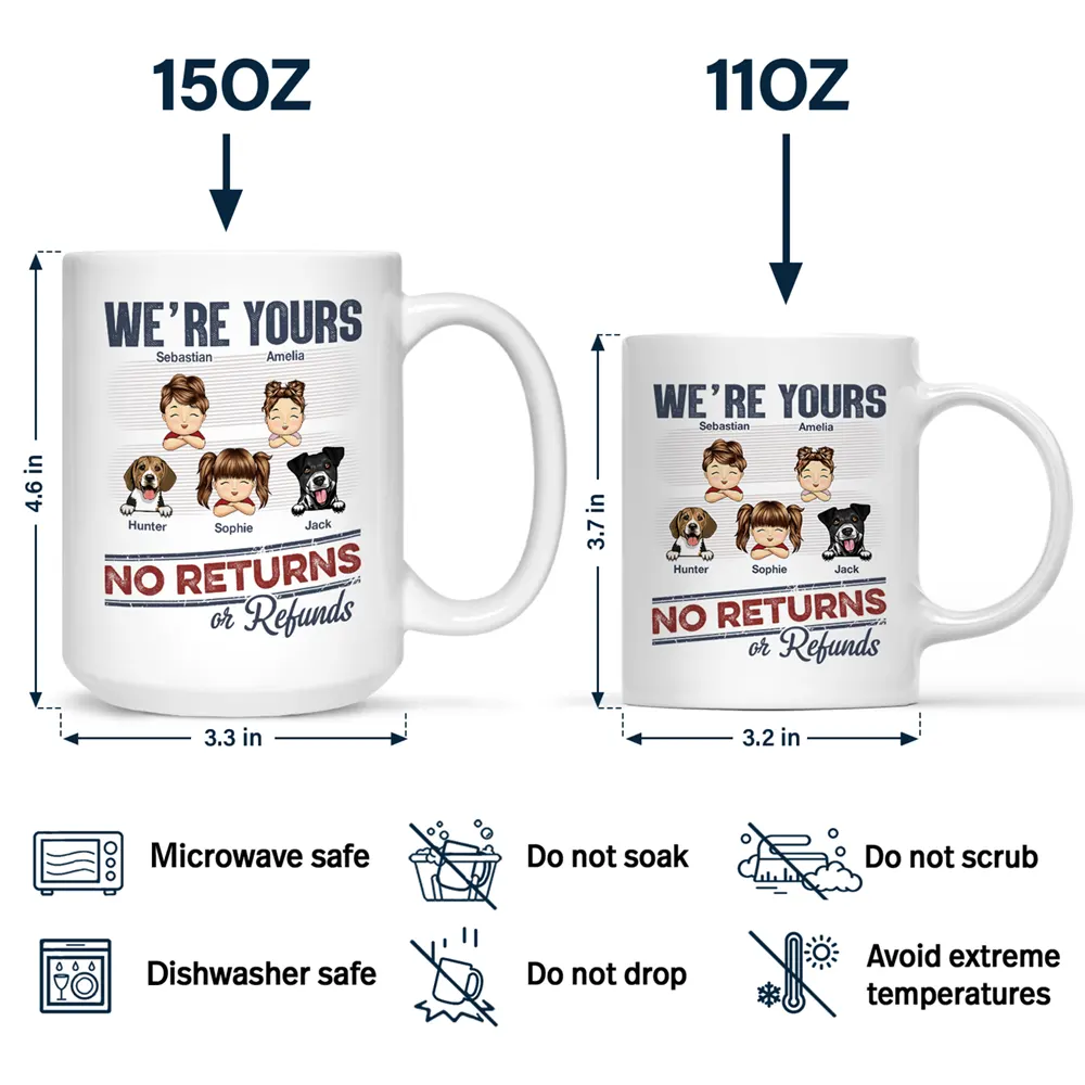 No Returns Or Refunds Chibi Grandkids Dog Cat - Personalized Mug - Image 4