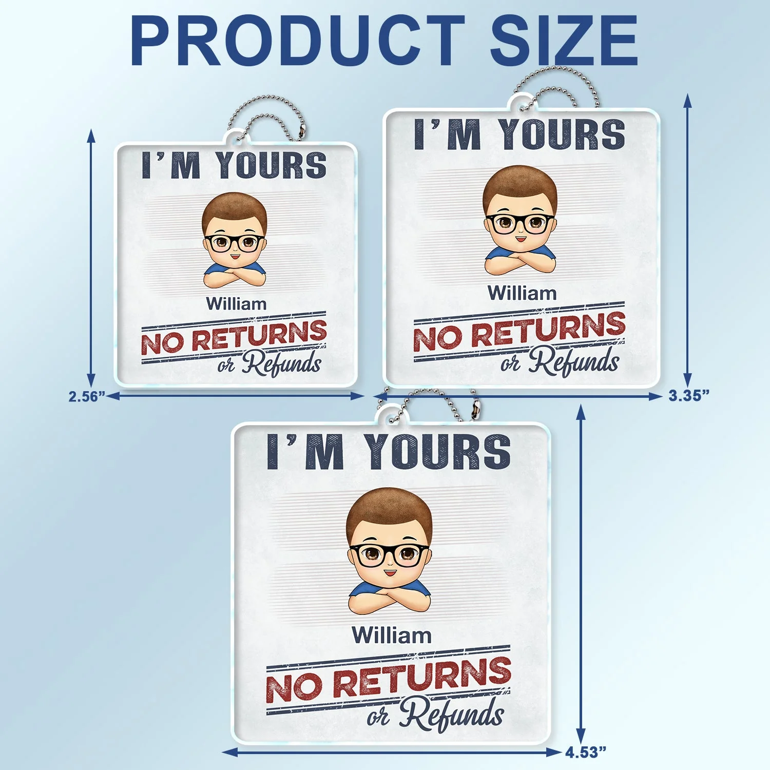 No Returns Or Refunds Chibi Grandkids - Funny Gift For Dad, Mom, Grandma, Grandpa - Personalized Acrylic Car Hanger - Image 4