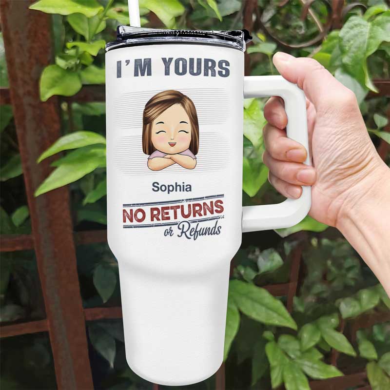 No Returns Or Refunds Chibi Grandkids - Personalized 40oz Tumbler With Straw - Image 2