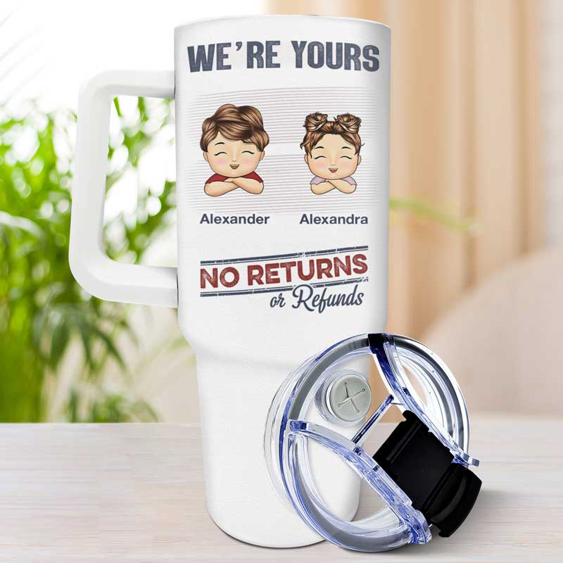 No Returns Or Refunds Chibi Grandkids - Personalized 40oz Tumbler With Straw - Image 3