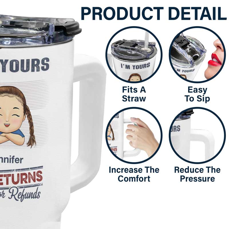 No Returns Or Refunds Chibi Grandkids - Personalized 40oz Tumbler With Straw - Image 5