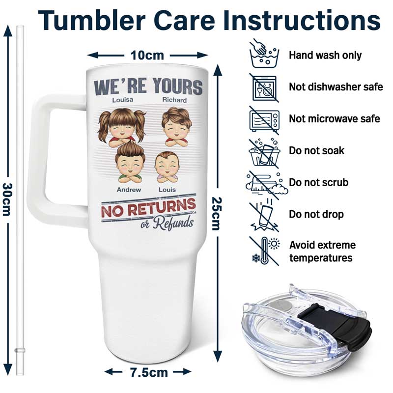 No Returns Or Refunds Chibi Grandkids - Personalized 40oz Tumbler With Straw - Image 6