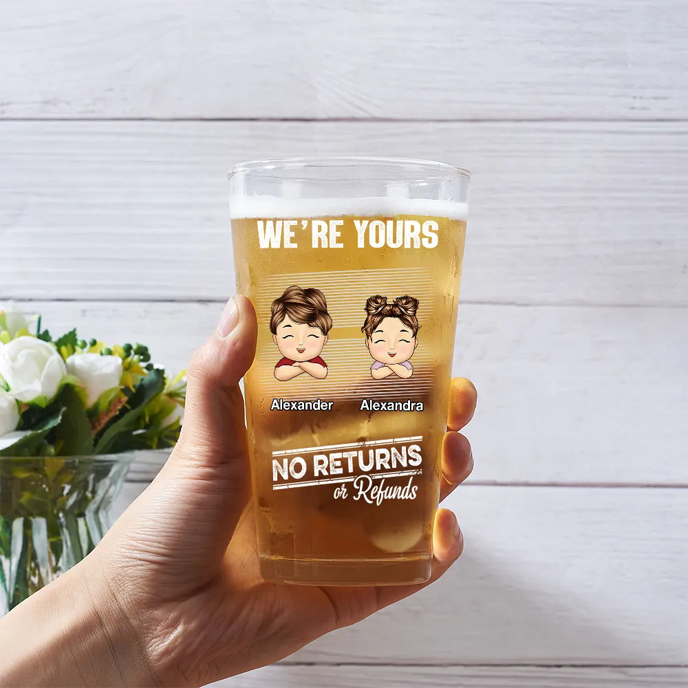 No Returns Or Refunds Chibi Grandkids - Personalized Beer Glass - Image 3