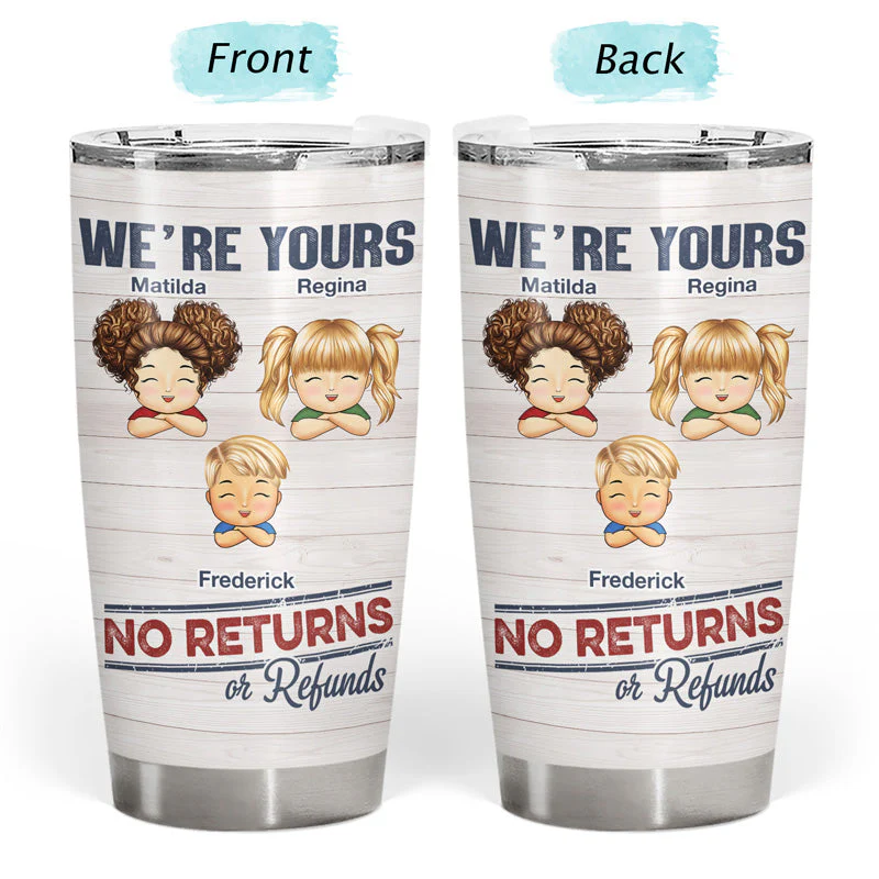 No Returns Or Refunds Chibi Grandkids - Personalized Tumbler - Image 3