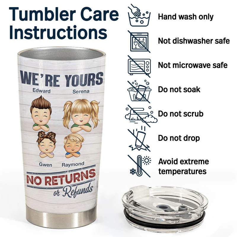 No Returns Or Refunds Chibi Grandkids - Personalized Tumbler - Image 5