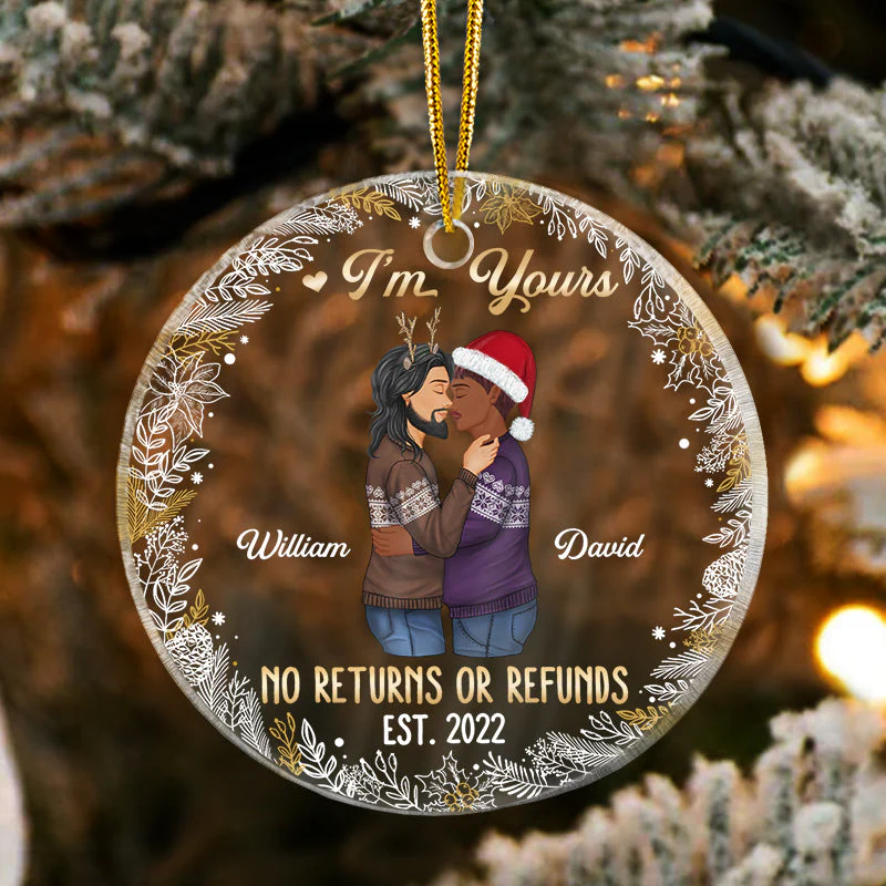 No Returns Or Refunds - Christmas Gift For Couple - Personalized Custom Circle Acrylic Ornament - Image 3