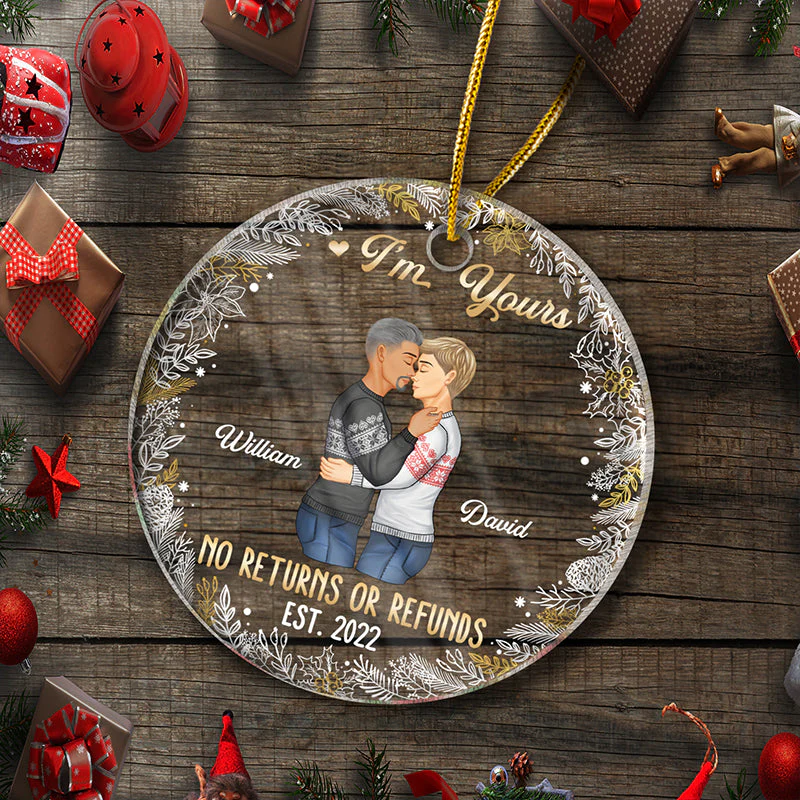 No Returns Or Refunds - Christmas Gift For Couple - Personalized Custom Circle Acrylic Ornament - Image 5