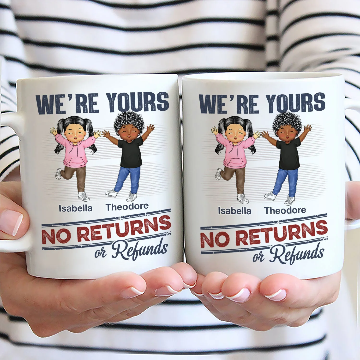 No Returns Or Refunds Funny Chibi Grandkids - Gift For Dad, Mom, Grandma, Grandpa - Personalized Mug - Image 2