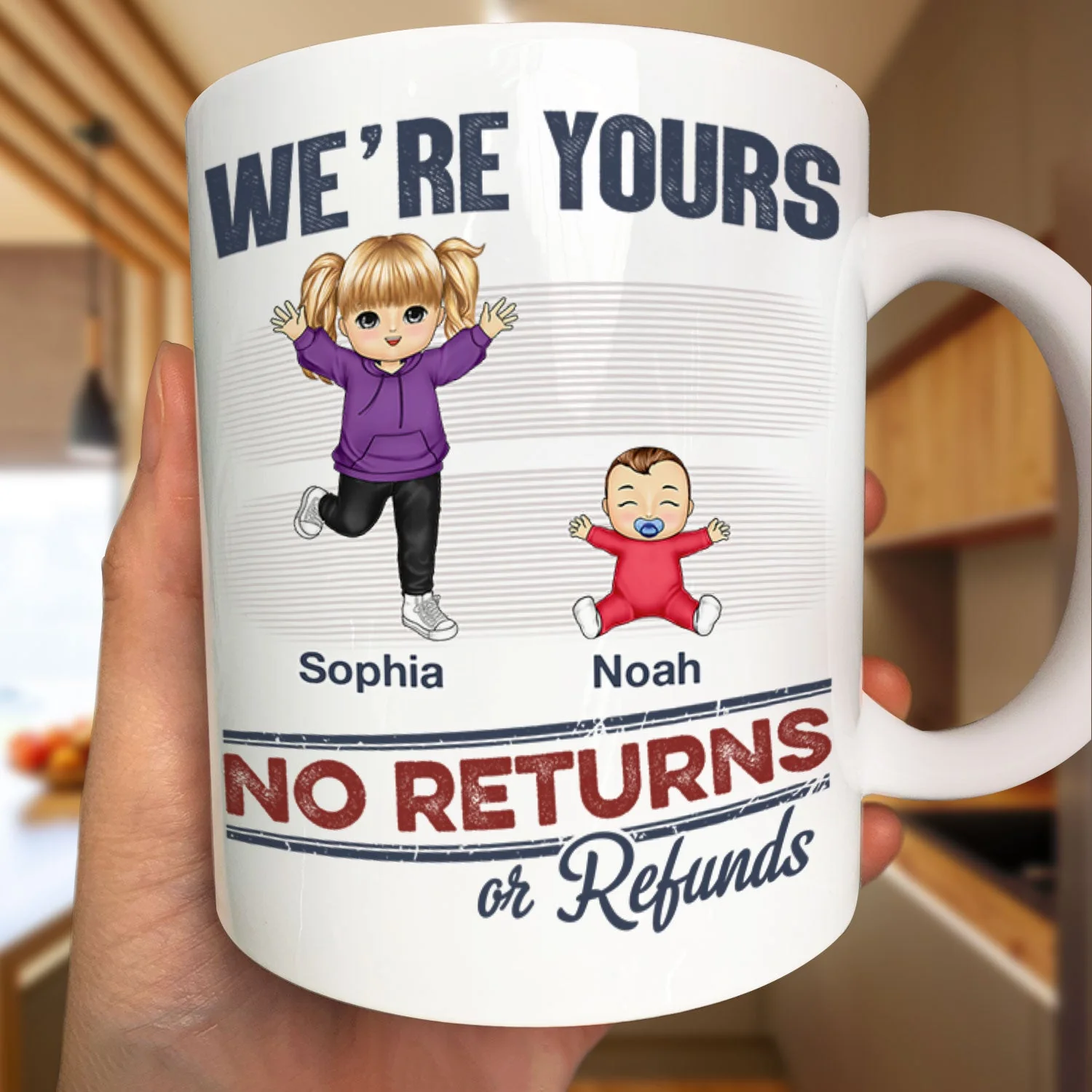 No Returns Or Refunds Funny Chibi Grandkids - Gift For Dad, Mom, Grandma, Grandpa - Personalized Mug - Image 3