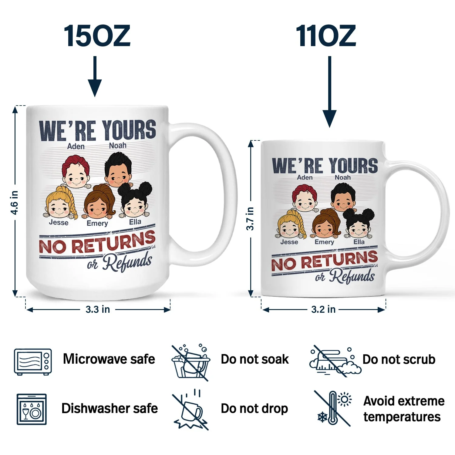 No Returns Or Refunds Grandkids - Funny Gift For Dad, Mom, Grandma, Grandpa - Personalized Mug - Image 4