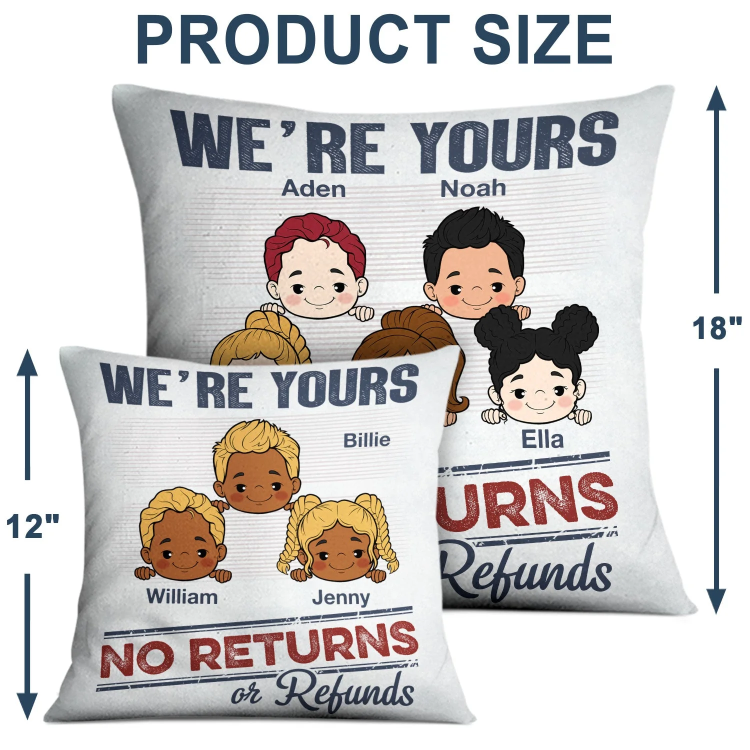 No Returns Or Refunds Grandkids - Funny Gift For Dad, Mom, Grandma, Grandpa - Personalized Pillow - Image 4