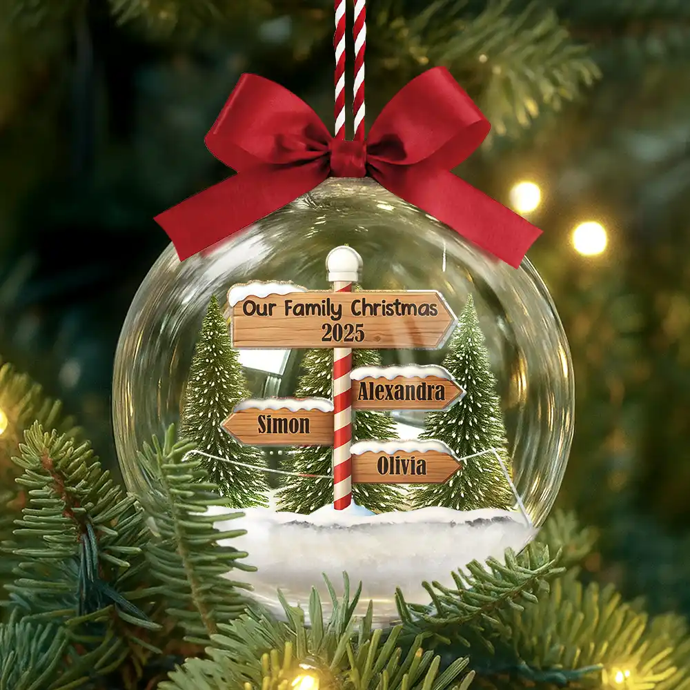 North Pole Family Name - Personalized 3D Acrylic Ball Ornament - Image 3