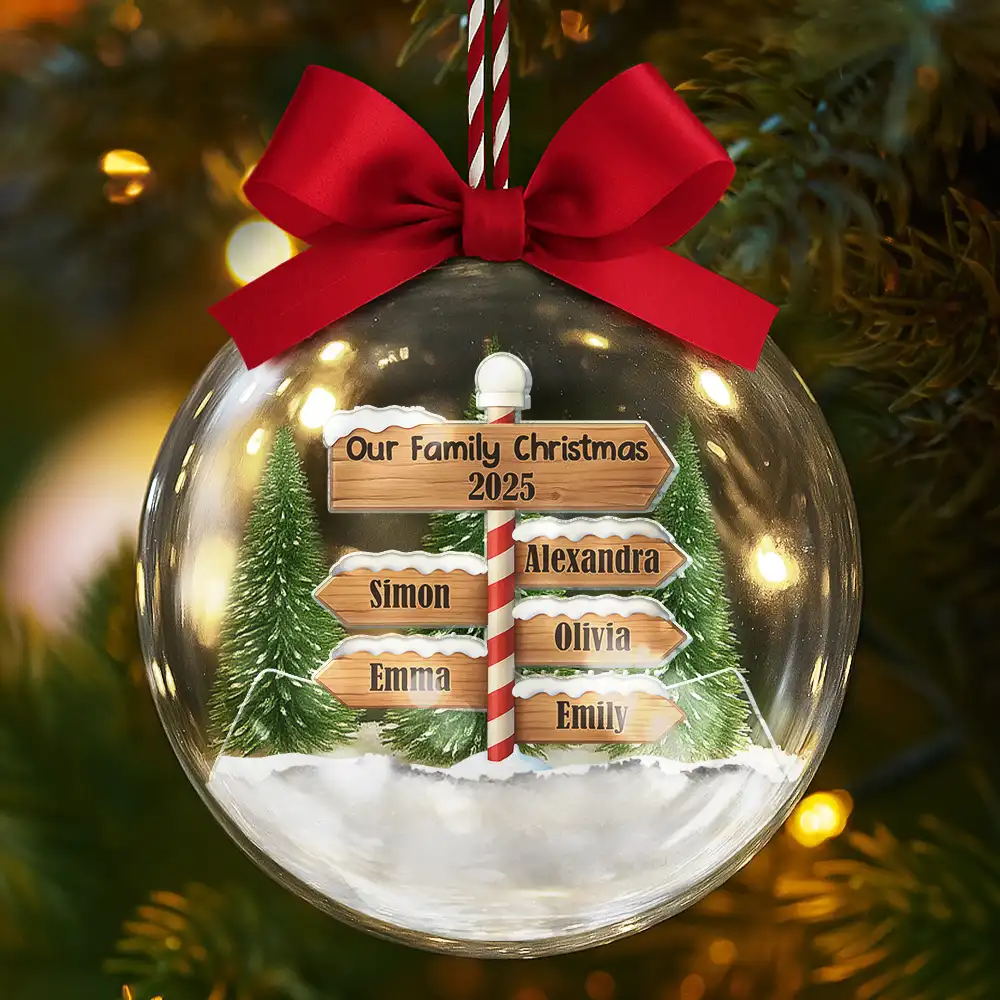 North Pole Family Name - Personalized 3D Acrylic Ball Ornament - Image 5