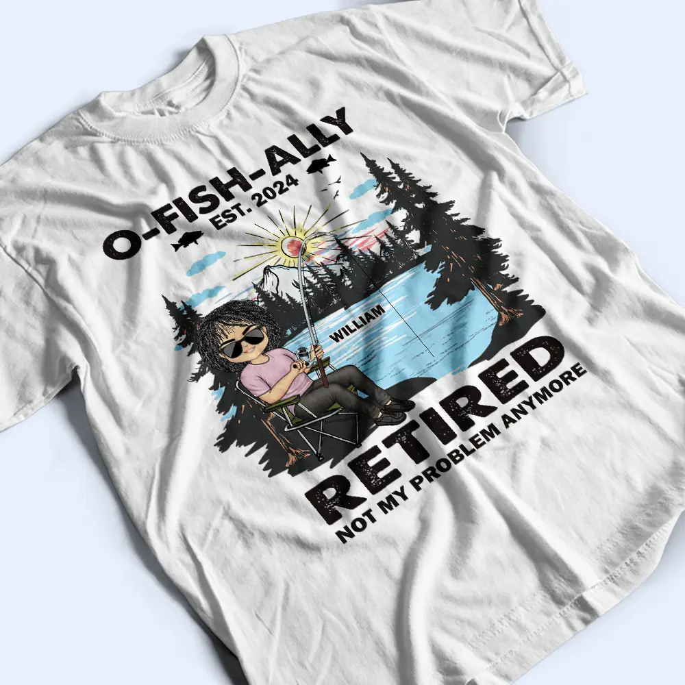 Not My Problem Anymore Vintage Fishing - Personalized T Shirt - Image 3