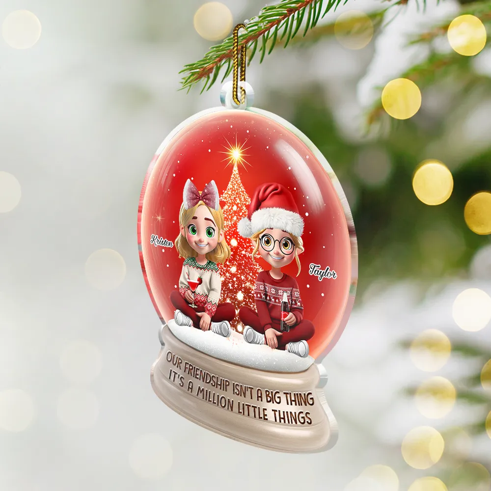Not Sisters By Blood But Sisters By Heart 3D Effect Besties - Personalized Custom Shaped Acrylic Ornament - Image 2
