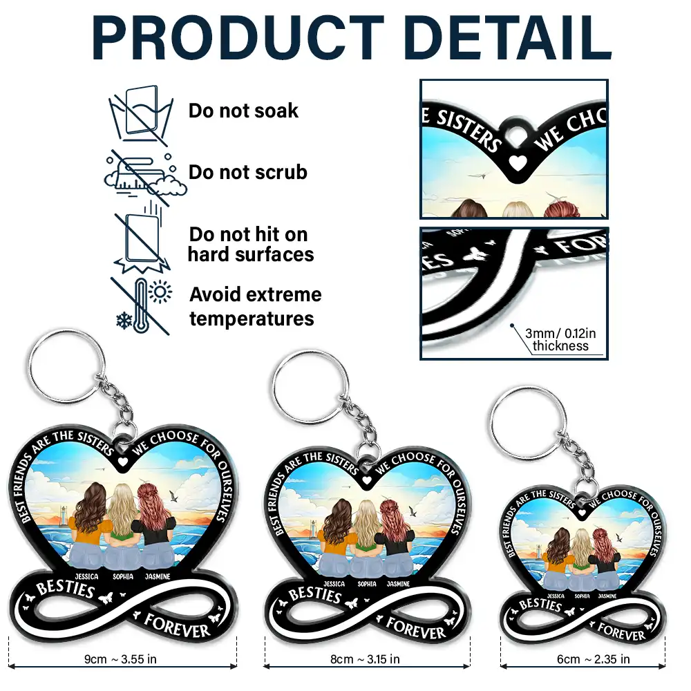 Not Sisters By Blood But Sisters By Heart - Personalized Acrylic Keychain - Image 5