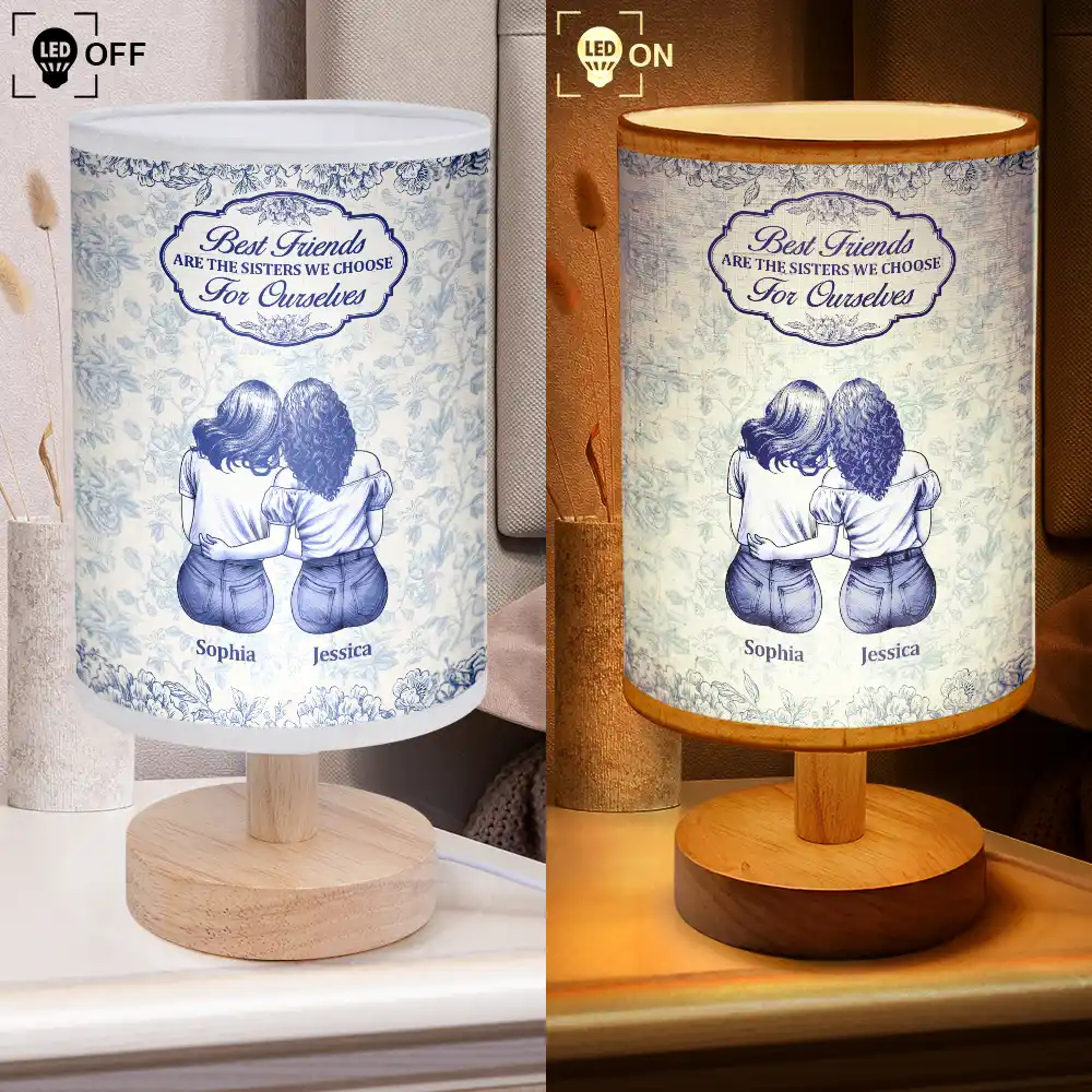 Not Sisters By Blood But Sisters By Heart - Personalized Fabric Lamp - Image 4
