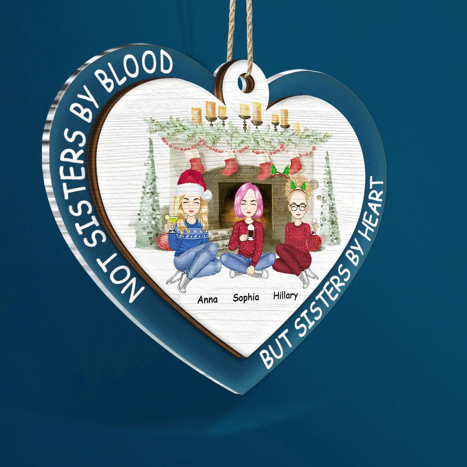 Not Sisters By Blood - Christmas Gift For Besties - Personalized 2-Layered Mix Ornament - Image 2