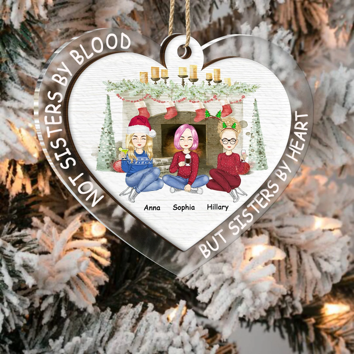 Not Sisters By Blood - Christmas Gift For Besties - Personalized 2-Layered Mix Ornament - Image 3