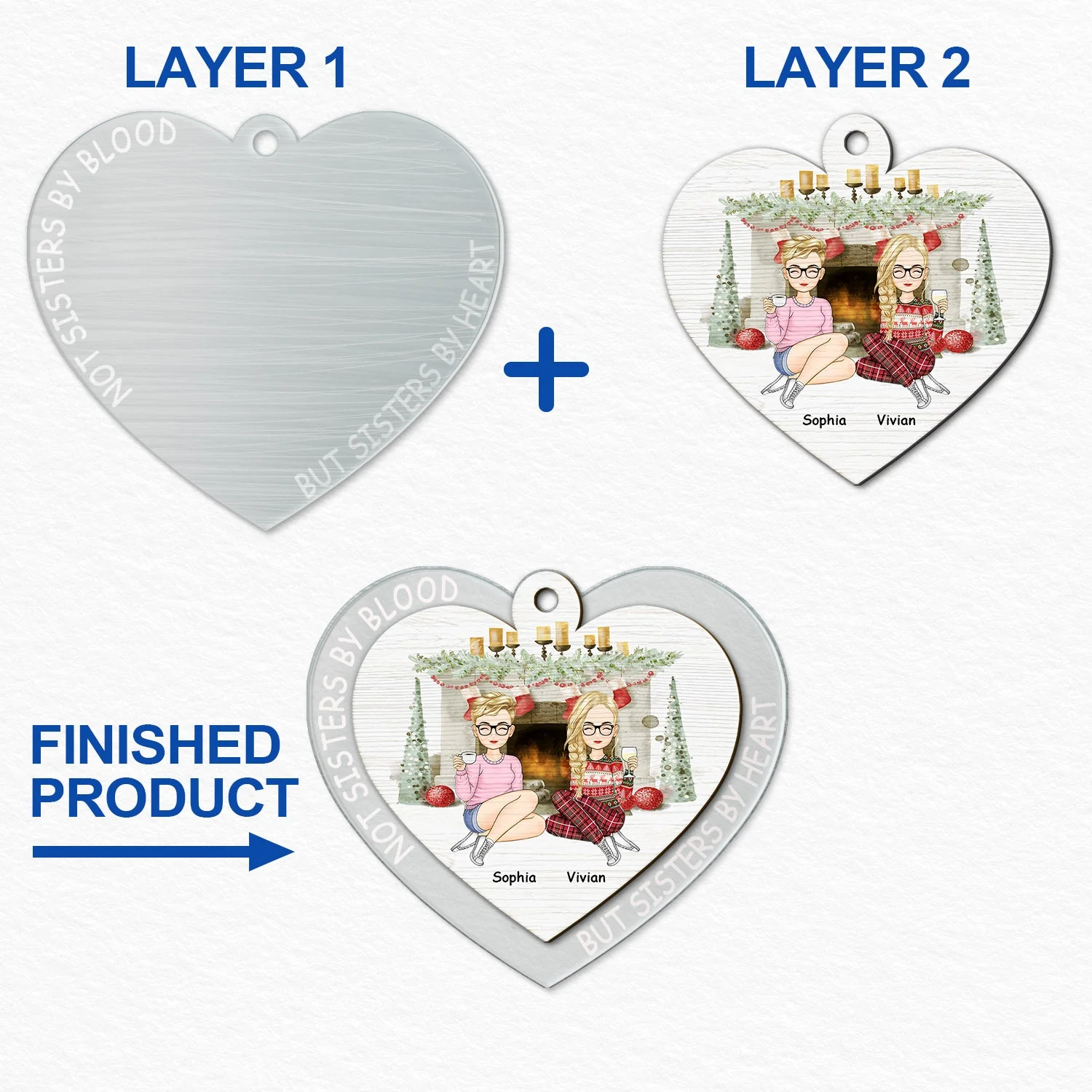 Not Sisters By Blood - Christmas Gift For Besties - Personalized 2-Layered Mix Ornament - Image 6