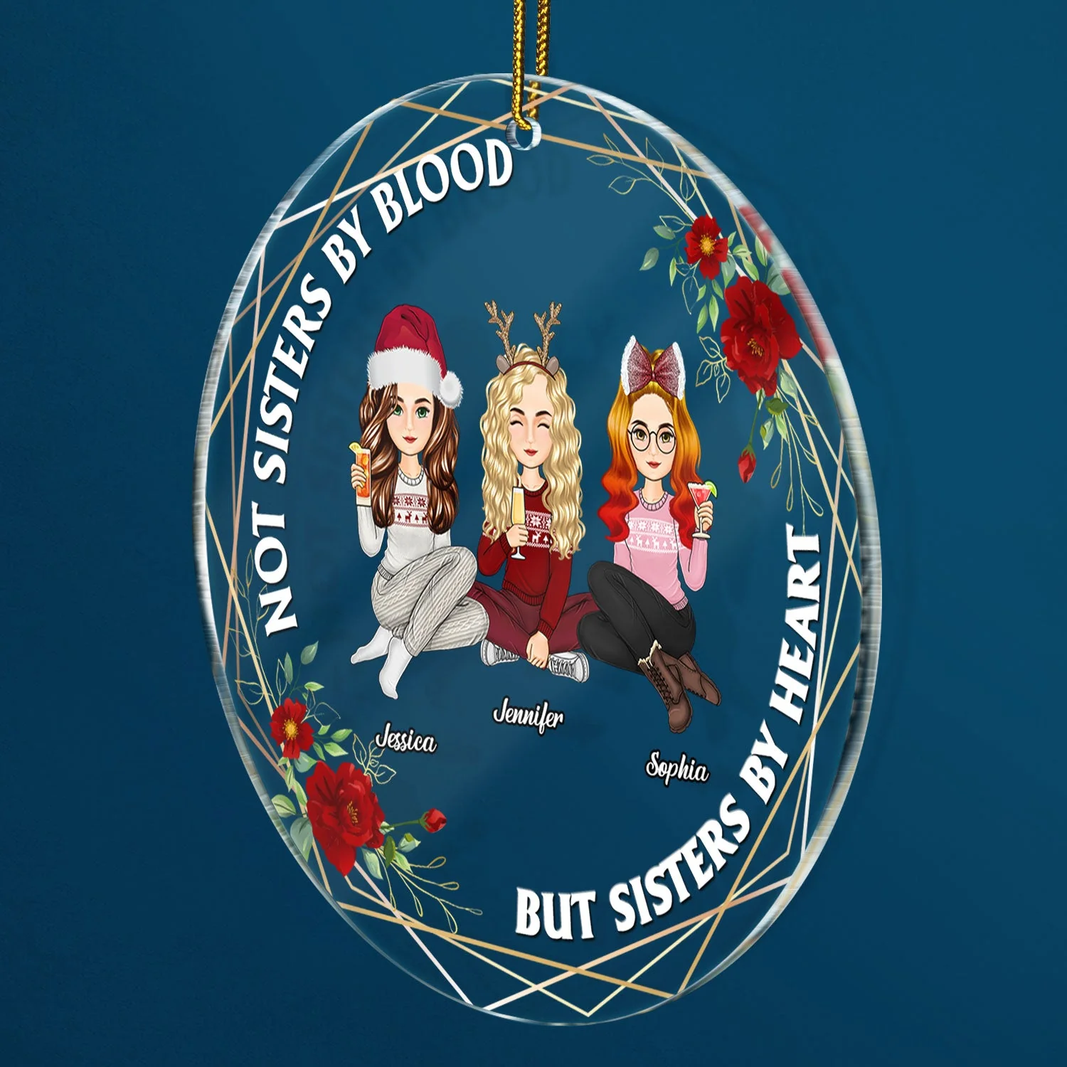 Not Sisters By Blood - Christmas Gift For Besties - Personalized Circle Acrylic Ornament - Image 2