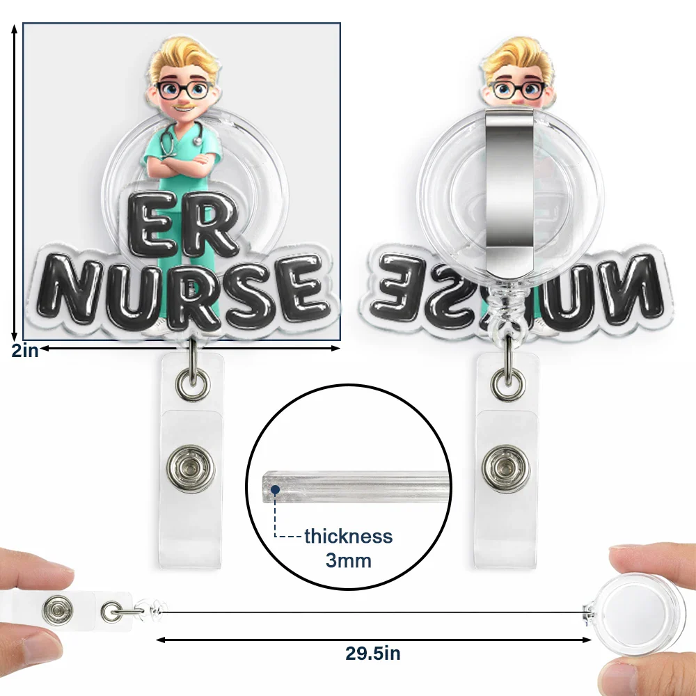 Nurse 3D Effect Custom Name And Job Title - Personalized Badge Reel - Image 5